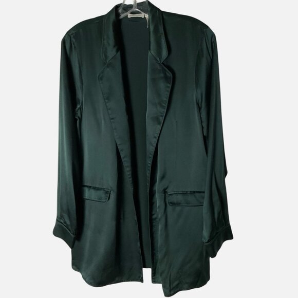 Silk Laundry Blazer Relaxed Lightweight Green Size Small *READ FLAW* - Picture 3 of 10